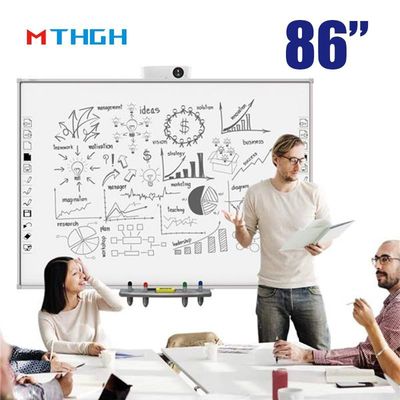 صفحه سفید هوشمند شیشه ای 86 اینچی با وای فای اتصال بلوتوث USB برای سوپرمارکت مدرسه