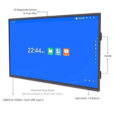 ۴K ۶۵ اینچ ۱۶:۹ صفحه سفید LCD تعاملی مادون قرمز / لمسی ظرفیتی برای آموزش هوشمند