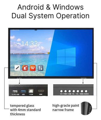 صفحه نمایش لمسی با کیفیت بالا صفحه نمایش سفید 55 اینچ نسخه سیستم اندروید 13.0