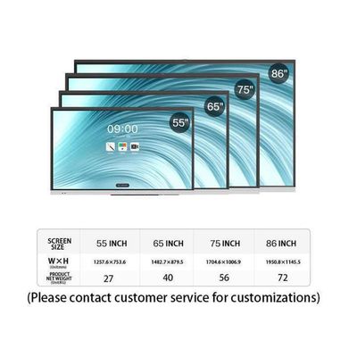 صفحه نمایش لمسی با کیفیت بالا صفحه نمایش سفید 55 اینچ نسخه سیستم اندروید 13.0