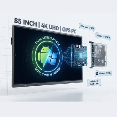صفحه نمایش لمسی تعاملی Whiteboard 85 اینچ با پردازنده RK3588 Octa Core و 16GB RAM برای عملکرد با سرعت بالا